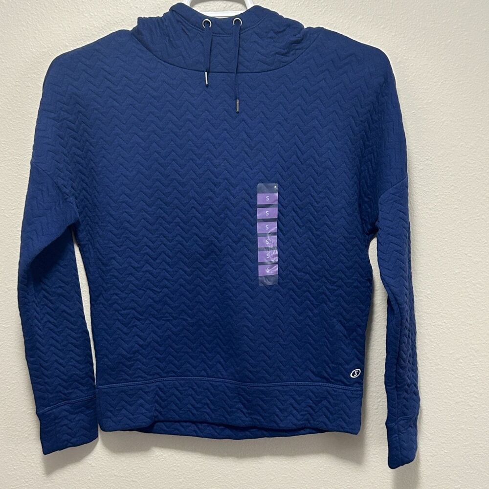 Spalding Activewear Quilted Hoodie Women's S Blue NWT Chevron Texture